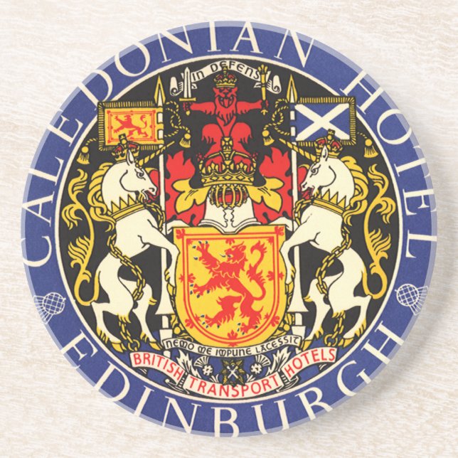 Vintage Travel Caledonian Hotel Edinburgh Scotland Coaster (Front)