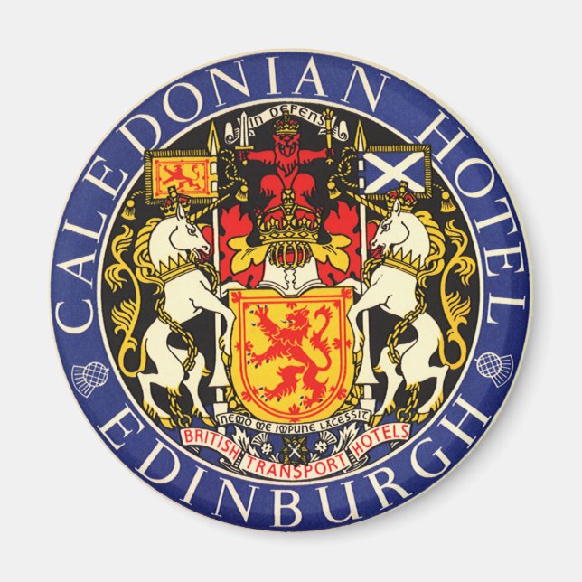Vintage Travel Caledonian Hotel Edinburgh Scotland Magnet (Front)