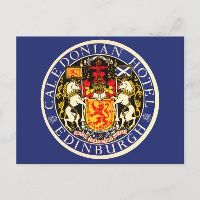 Vintage Travel Caledonian Hotel Edinburgh Scotland Postcard (Front)