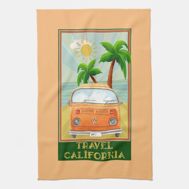 Vintage Travel California Tea Towel (Vertical)