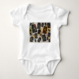Vintage Travel Camera Pattern Baby Bodysuit