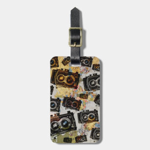Vintage Travel Camera Pattern Luggage Tag
