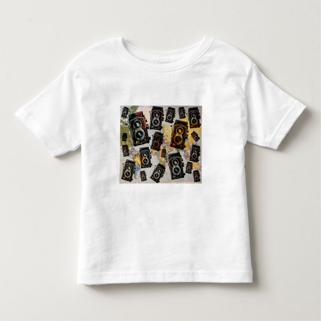 Vintage Travel Camera Pattern Toddler T-Shirt (Front)