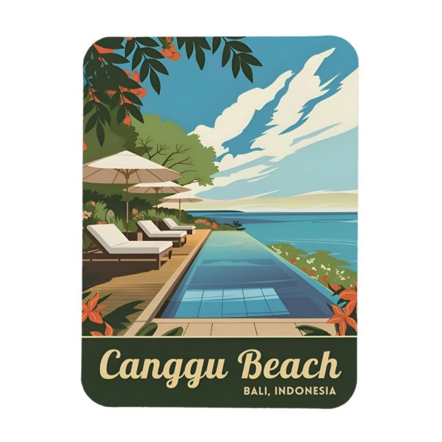 Vintage Travel Canggu Bali Indonesia Retro Scenic Magnet (Vertical)