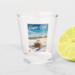 Vintage Travel Cape Cod Massachusetts Beach Retro Shot Glass