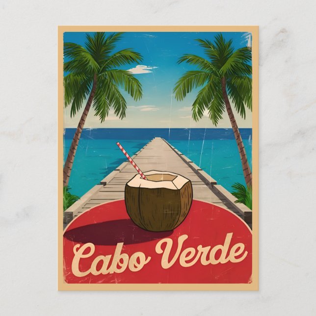 Vintage Travel Cape Verde Retro Graphic Postcard (Front)