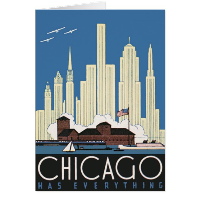 Vintage Travel Chicago Has Everything City Skyline (Front)