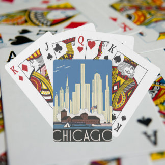 Vintage Travel Chicago Has Everything City Skyline Playing Cards