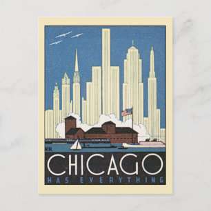 Vintage Travel Chicago Illinois Skyscraper Skyline Postcard