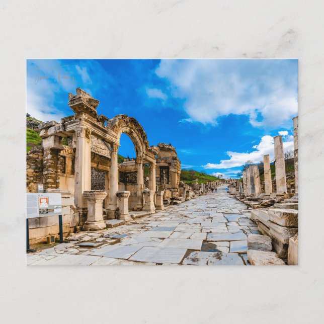 Vintage travel city Izmir Turkey Ephesus Acropolis Postcard (Front)