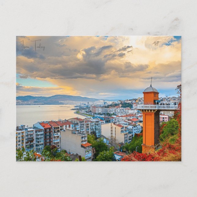 Vintage travel city Izmir Turkey Ephesus Acropolis Postcard (Front)