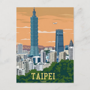 Vintage travel city New Taipei City Taiwan retro Postcard