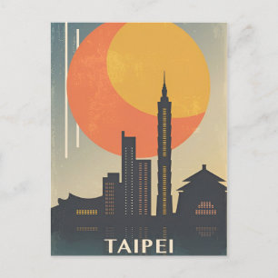 Vintage travel city New Taipei City Taiwan retro Postcard
