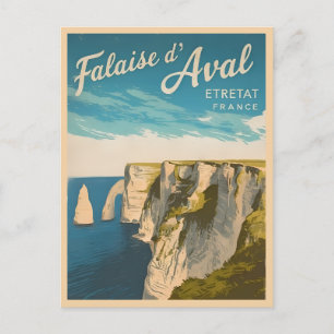 Vintage Travel Cliffs of Etretat France Landscape Postcard
