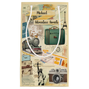 Vintage Travel Collage 2 Small Gift Bag