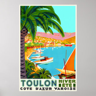 Vintage Travel - Côte d'Azur Toulon France Poster