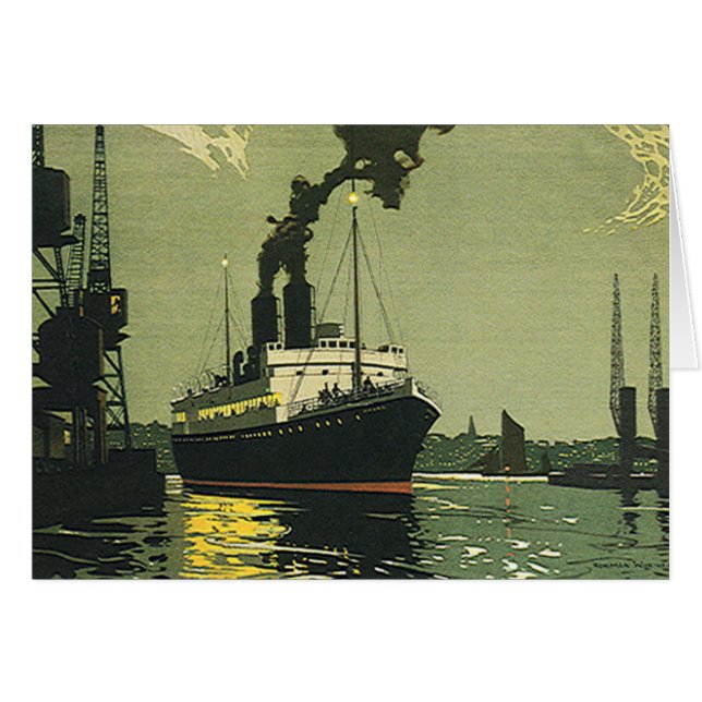 Vintage Travel, Cruise Ship in a Harbour (Front Horizontal)
