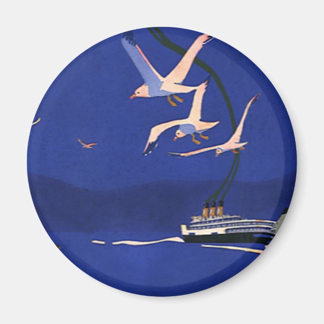 Vintage Travel, Cruise Ship Vacation in Alaska Magnet (Front)