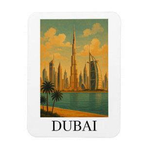 Vintage Travel Dubai Travel – Retro UAE Skyline Magnet