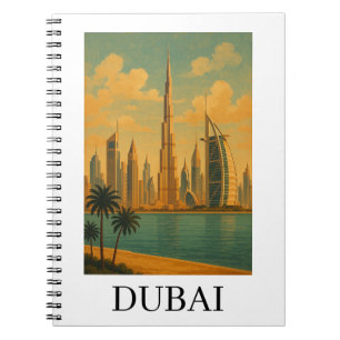 Vintage Travel Dubai Travel – Retro UAE Skyline Notebook