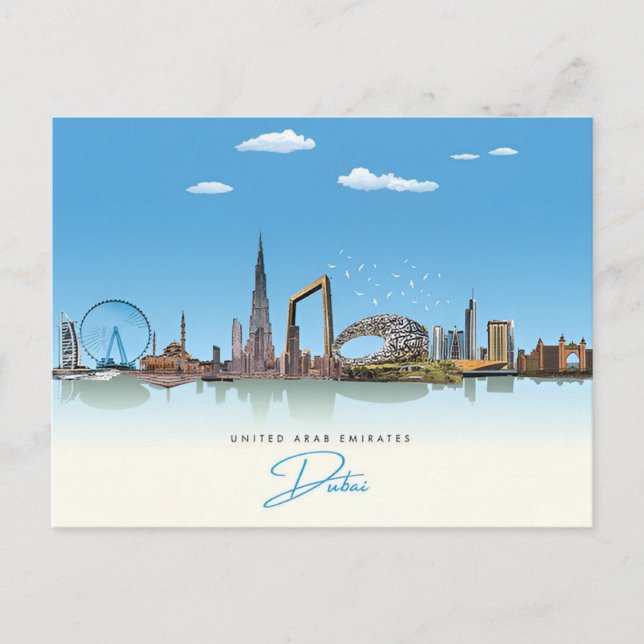 vintage travel Dubai United Arab Emirates city Postcard (Front)