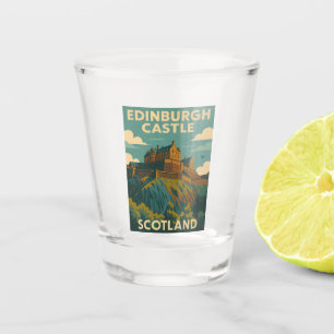 Vintage Travel Edinburgh Castle Scotland Retro Shot Glass