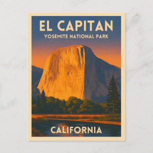 Vintage Travel El Capitan Yosemite National Park Postcard