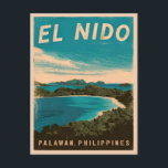 Vintage Travel El Nido Philippines Retro Scenic Postcard<br><div class="desc">Experience the tropical paradise of El Nido,  Philippines with this captivating retro travel-inspired design. Infused with nostalgic vibes and vintage charm,  this design captures the essence of El Nido's timeless allure in a retro aesthetic reminiscent of classic travel posters from yesteryear.</div>
