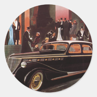 Vintage Travel, Elegant Stretch Limo Limousine Car Classic Round Sticker