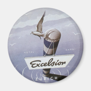 Vintage Travel Excelsior Hotel Zurich Switzerland Magnet
