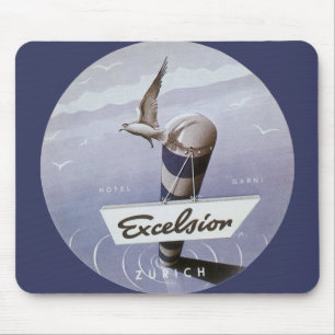 Vintage Travel Excelsior Hotel Zurich Switzerland Mouse Pad