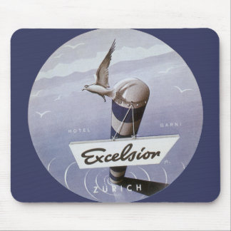 Vintage Travel Excelsior Hotel Zurich Switzerland Mouse Pad