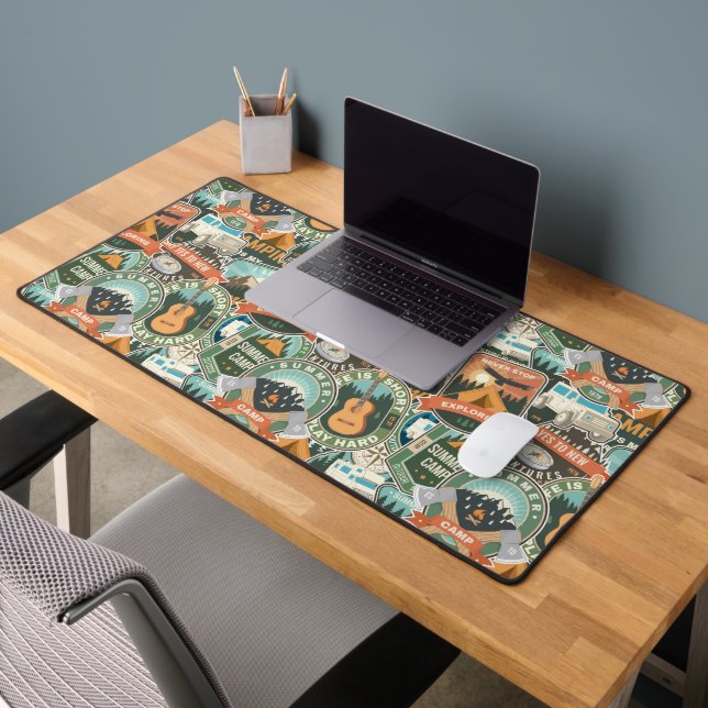 Vintage Travel Explorer Pattern Desk Mat (Office 2)