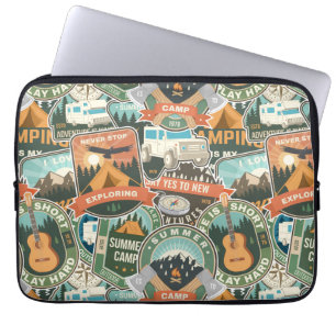 Vintage Travel Explorer Pattern Laptop Sleeve