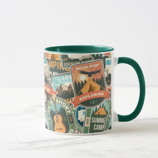 Vintage Travel Explorer Pattern Mug (Right)