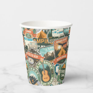 Vintage Travel Explorer Pattern Paper Cups