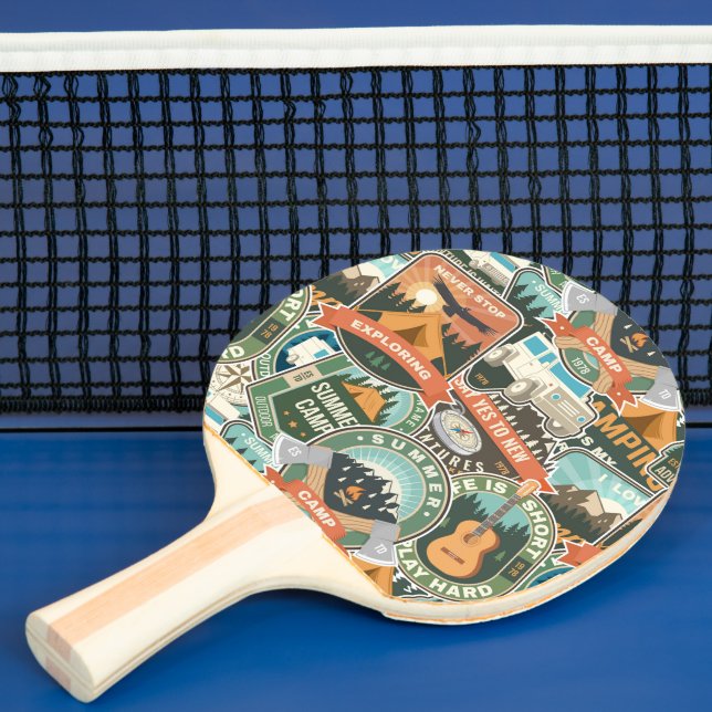 Vintage Travel Explorer Pattern Ping Pong Paddle (Insitu)
