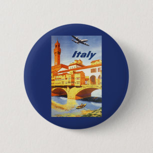 Vintage Travel Florence Firenze Italy Bridge River 6 Cm Round Badge