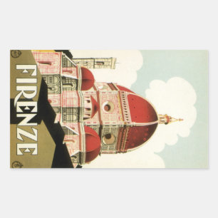 Vintage Travel Florence Firenze Italy Church Duomo Rectangular Sticker