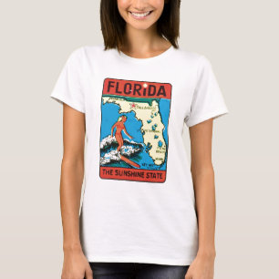 Vintage Travel Florida FL State Label T-Shirt