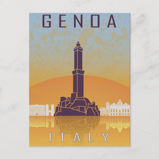 Vintage Travel Genoa italy Genova Italian Riviera Postcard (Front)
