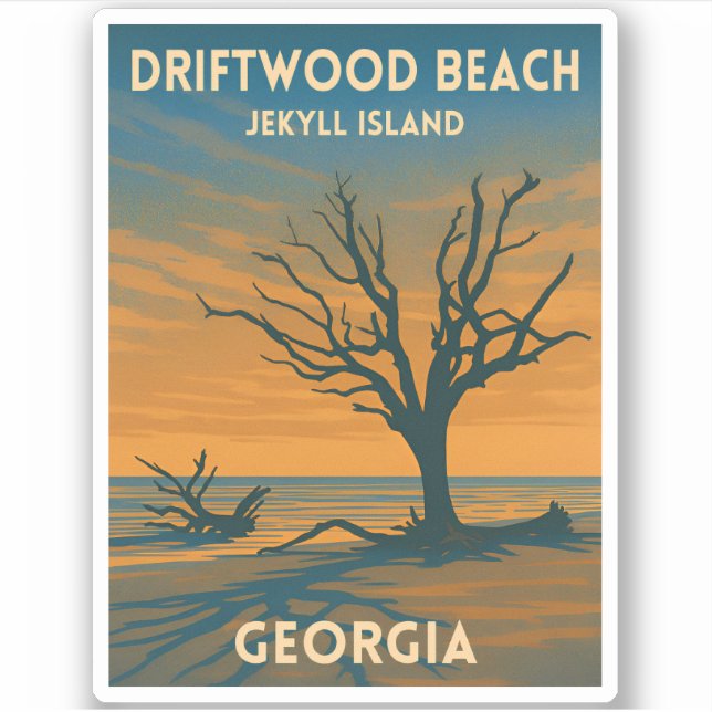 Vintage Travel Georgia Jekyll Island Retro Sunset (Front)