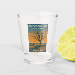 Vintage Travel Georgia Jekyll Island Retro Sunset Shot Glass