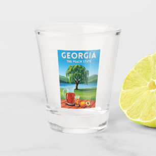Vintage Travel Georgia Peach State Retro Scenic Shot Glass