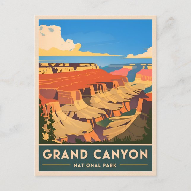 Vintage Travel Grand Canyon National Park Retro Postcard (Front)