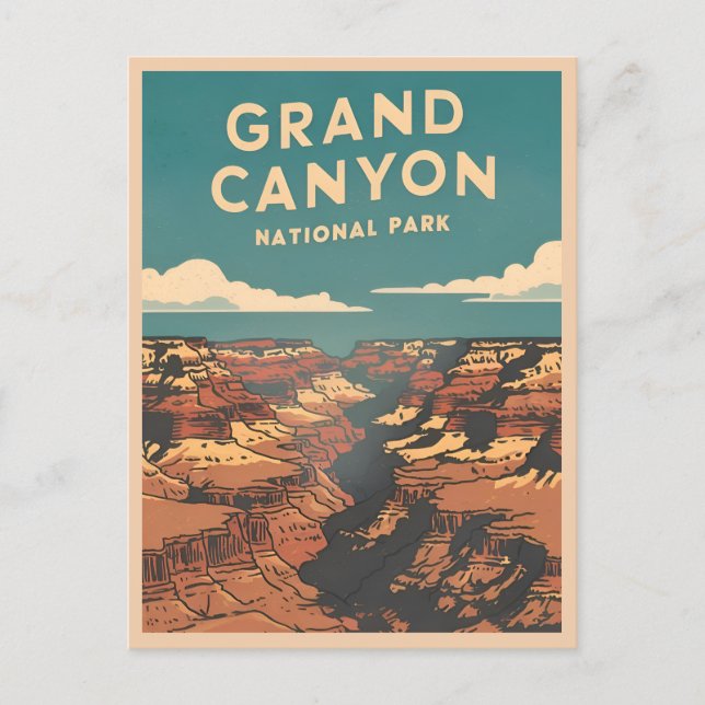 Vintage Travel Grand Canyon Retro Scenic Postcard (Front)