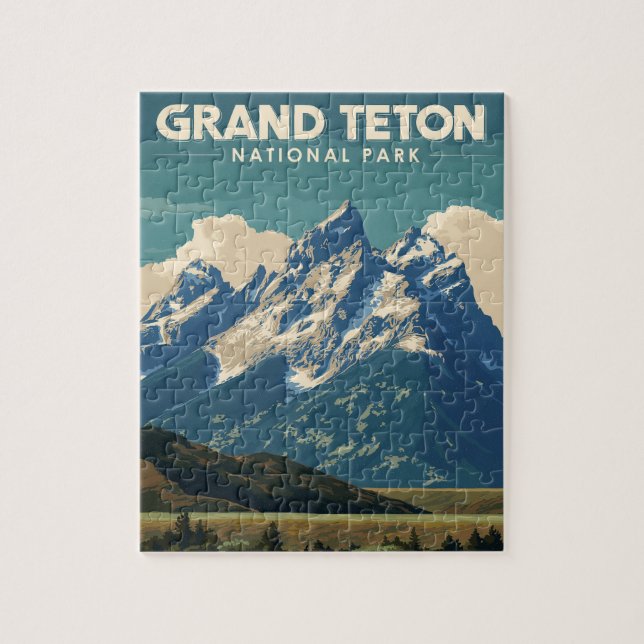 Vintage Travel Grand Teton National Park Jigsaw Puzzle (Vertical)