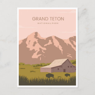 Vintage travel Grand Teton National Park Wyoming Postcard
