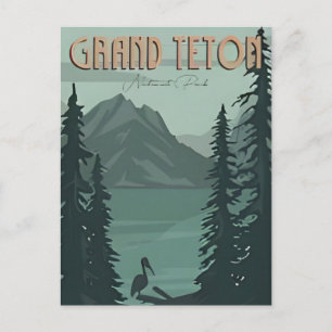 Vintage travel Grand Teton National Park Wyoming Postcard