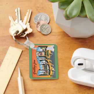 Vintage Travel Greetings from Boston Massachusetts Key Ring